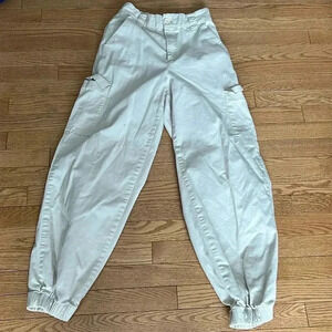 [S]BDG Cream Waist  Band Cuffed parachute Cargo Pants